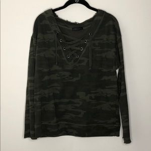 Camo tie up sweater